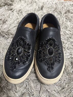 Brighton Women's Black Embellished Slip-On Sneakers